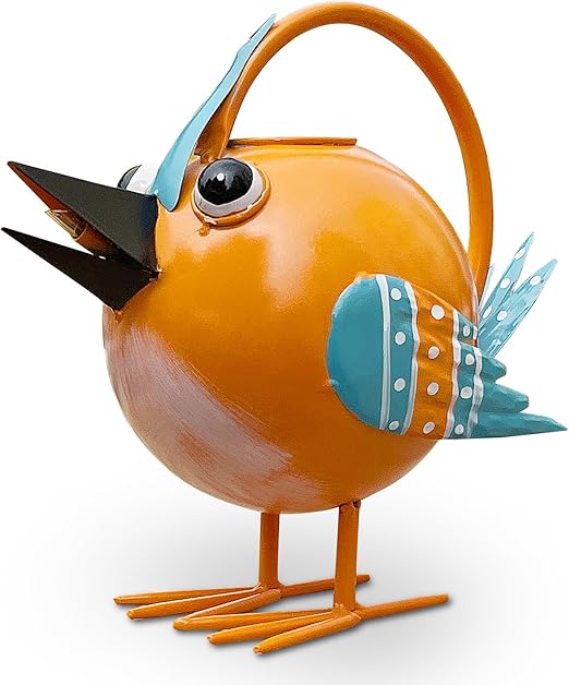 0.5 Gallon Decorative Bird-Shaped Metal Watering Can – Hand-Painted Garden Water Pot with Handle