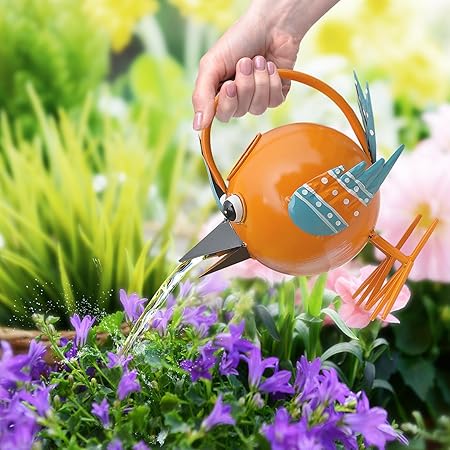 0.5 Gallon Decorative Bird-Shaped Metal Watering Can – Hand-Painted Garden Water Pot with Handle