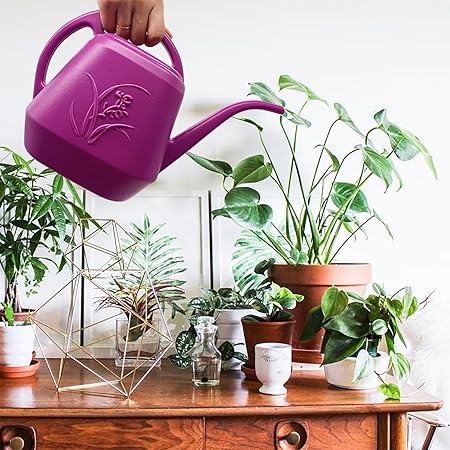 Purple Printed Long - Spout Watering Can, 1.5L Capacity Home Gardening Watering Tool, Creative Plant Watering Pot