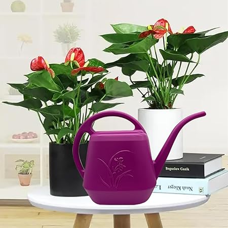 Purple Printed Long - Spout Watering Can, 1.5L Capacity Home Gardening Watering Tool, Creative Plant Watering Pot