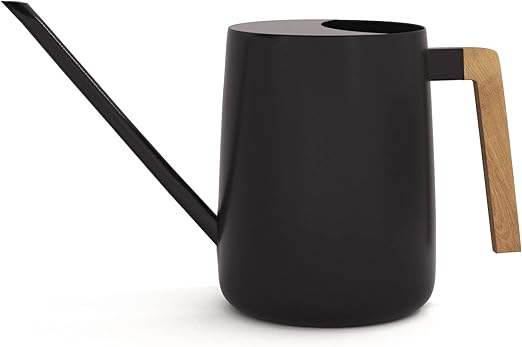 35 oz Modern Watering Can with Long Spout and Wooden-Style Handle – Minimalist Indoor Plant Watering Pot