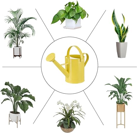 Bright Yellow Metal Watering Can, Home Gardening Watering Tool