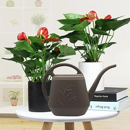 Light Brown Embossed Pattern Long - Spout Watering Can, Large - Capacity Home Gardening Watering Tool