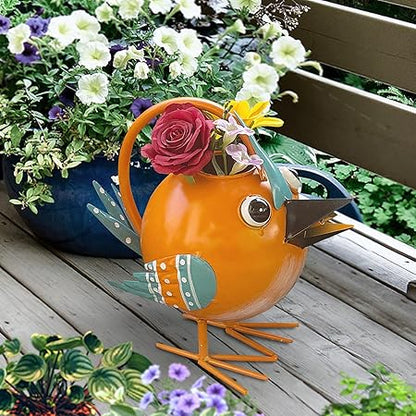 0.5 Gallon Decorative Bird-Shaped Metal Watering Can – Hand-Painted Garden Water Pot with Handle